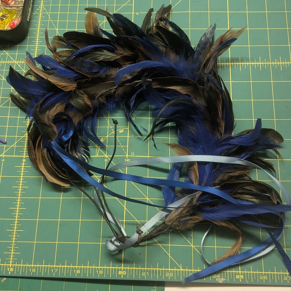 Blue and Brown Feather Headpiece